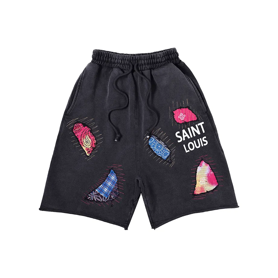 SSSAINT LOUIS Casual Shorts Unisex Washed Black