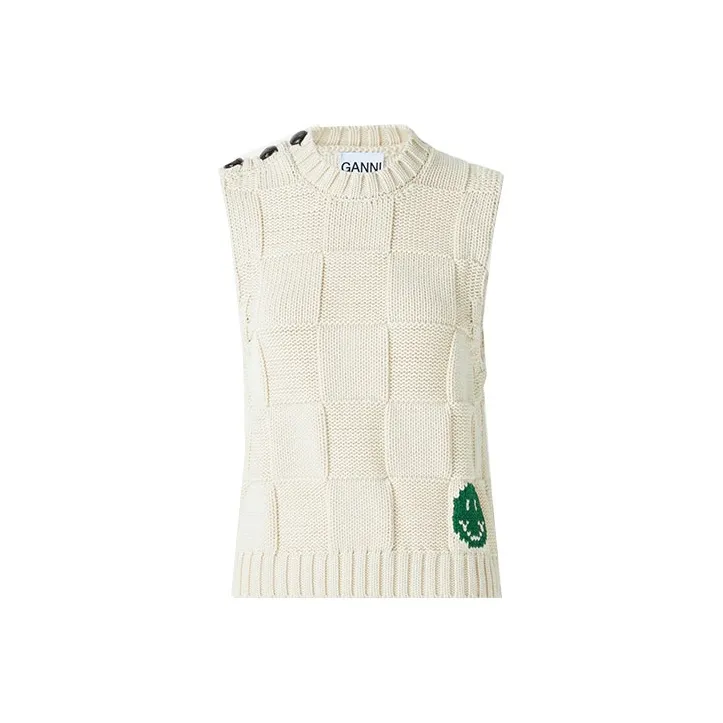 GANNI Cotton Rope Knit Vest 'Brazilian Sand'