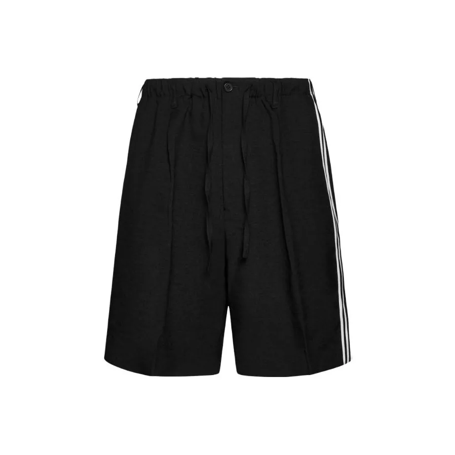Y 3 Stripe Detailed Knee Length Shorts Black