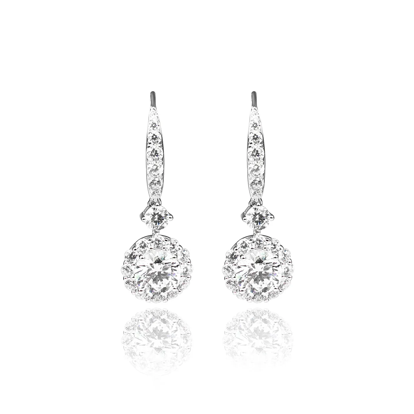 FUNNXI S925 Silver, Cultured Emerald, Zircon Earrings Women's