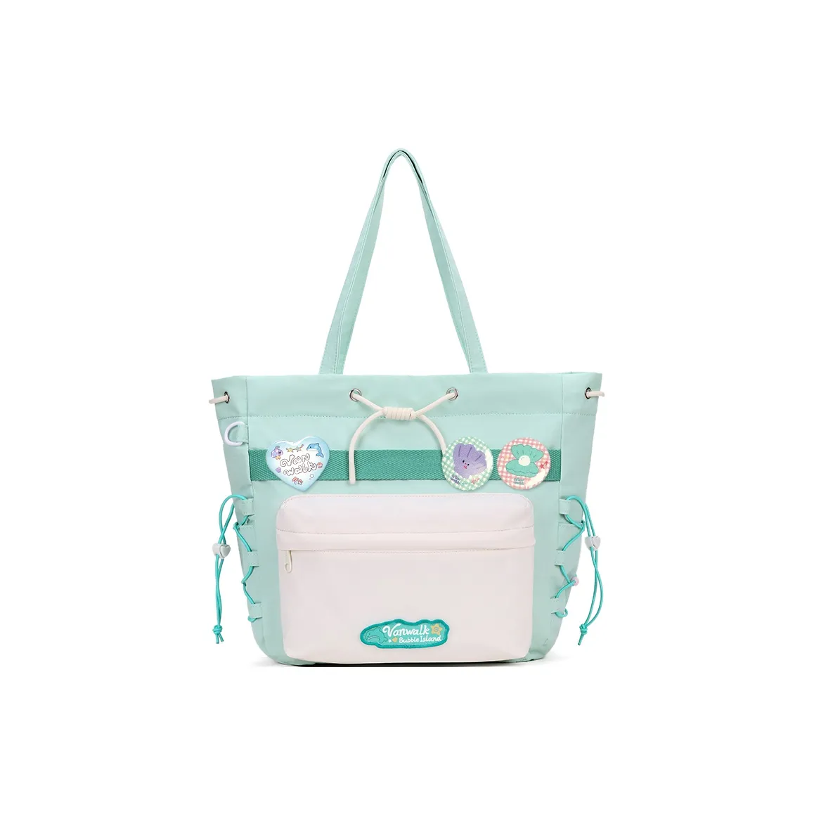 VANWALK Polyester Tote Bag, Shoulder Bag Women's Taro Purple/Mint Blue/Vanilla White