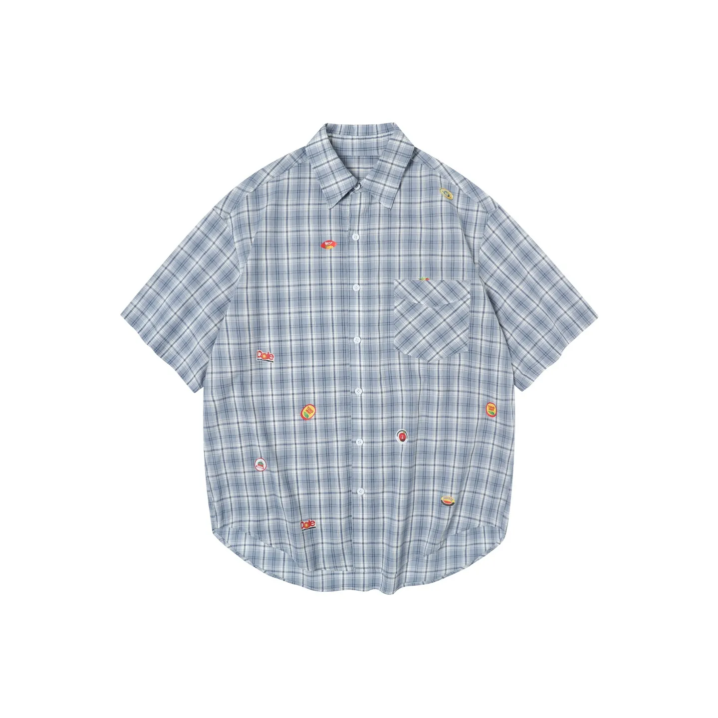 TGNS Короткий рукав рубашка унисекс винтажный синий