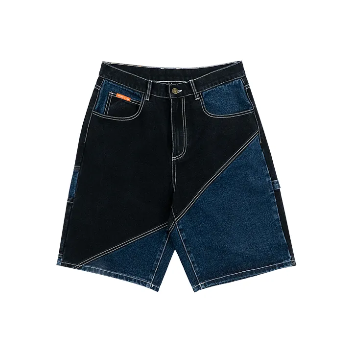AVENUE SON Джинсовые шорты Унисекс Синий Черный Пэчворк