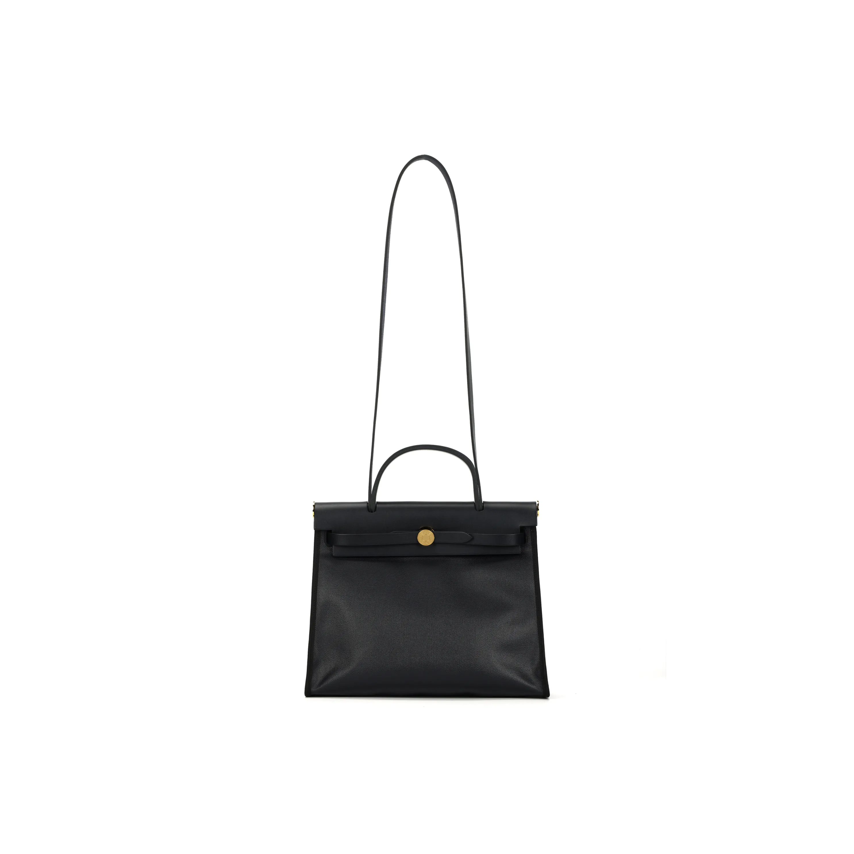 HERMES Herbag Zip H Plume Canvas With Hunter Cow Leather Handbag, Shoulder Bag, Crossbody Bag Women's