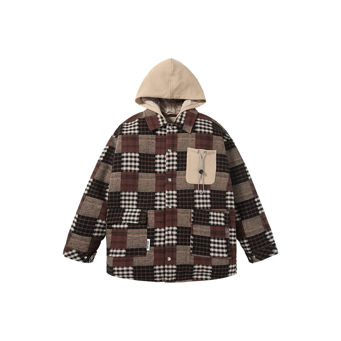 GENANX Хлопковый пуховик унисекс в клетку