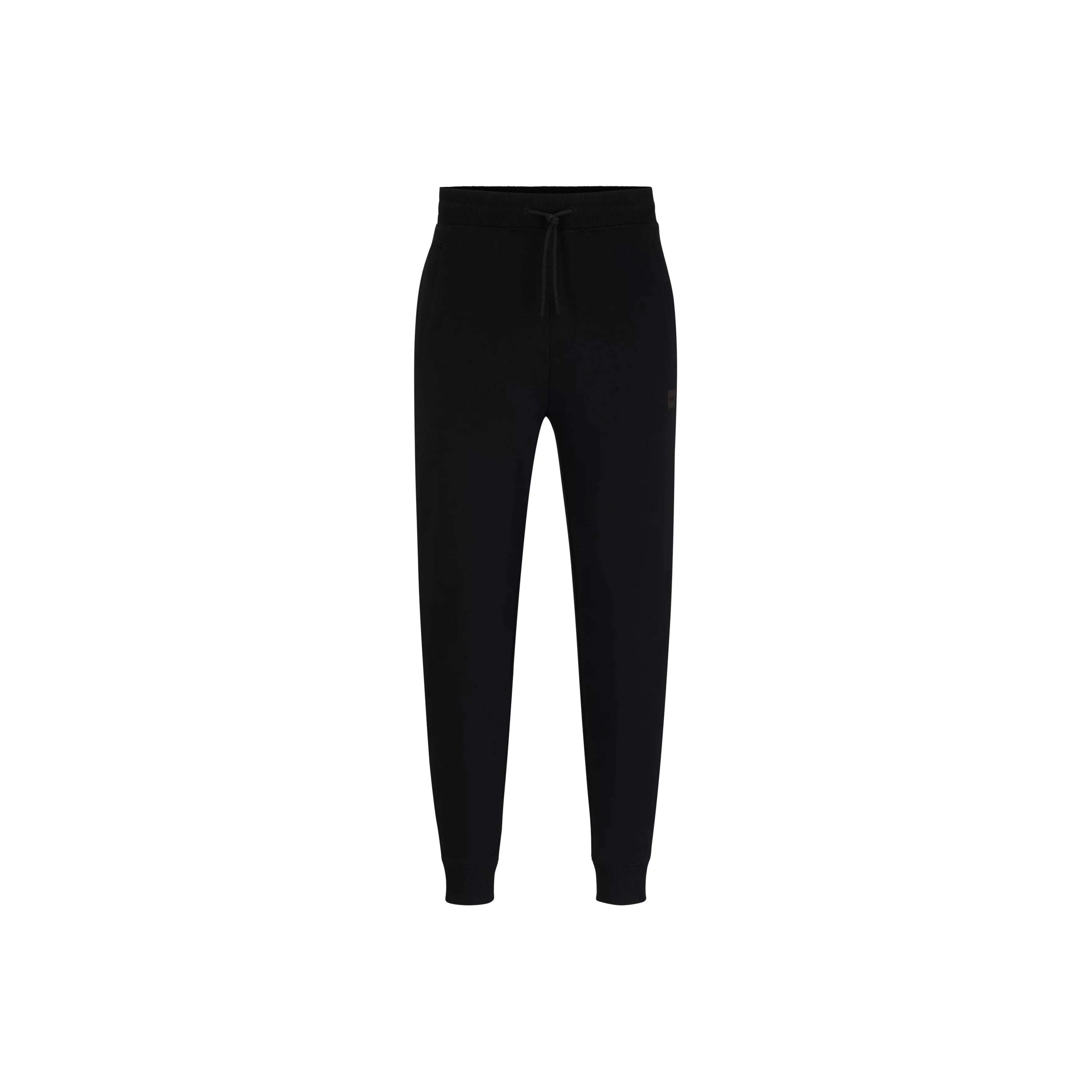 HUGO BOSS Cotton Terry Tracksuit Bottoms With Logo Detail Casual Pants Men's Black