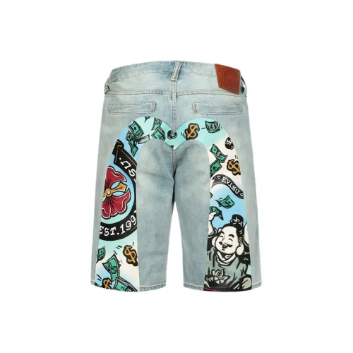 EVISU Джинсовый синий Мужские джинсовые шорты