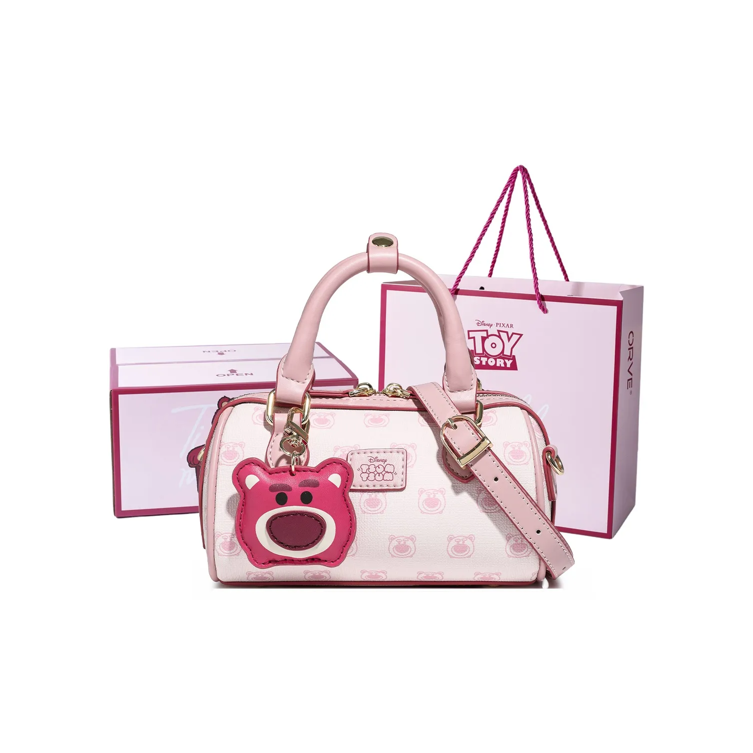 Disney Strawberry Bear Series Pvc Crossbody Bag, Shoulder Bag, Handbag Regular Women's
