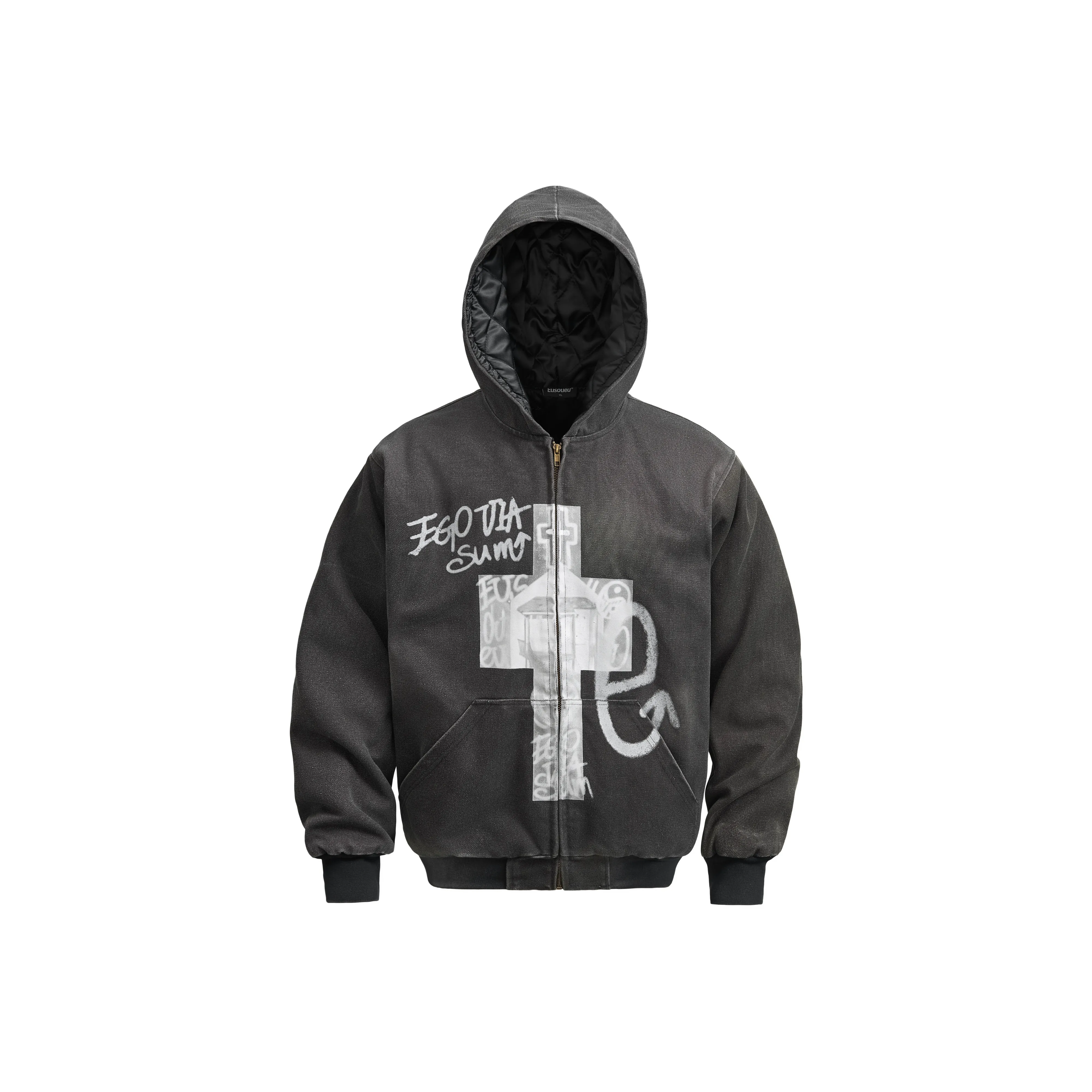Eusoueu Puffer Jacket Unisex Black