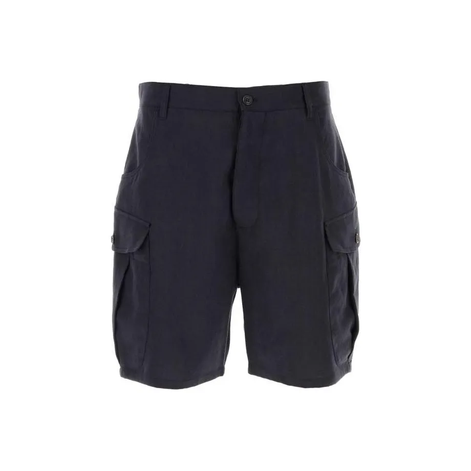 GIORGIO ARMANI Wide-leg Linen Cargo Gris Shorts