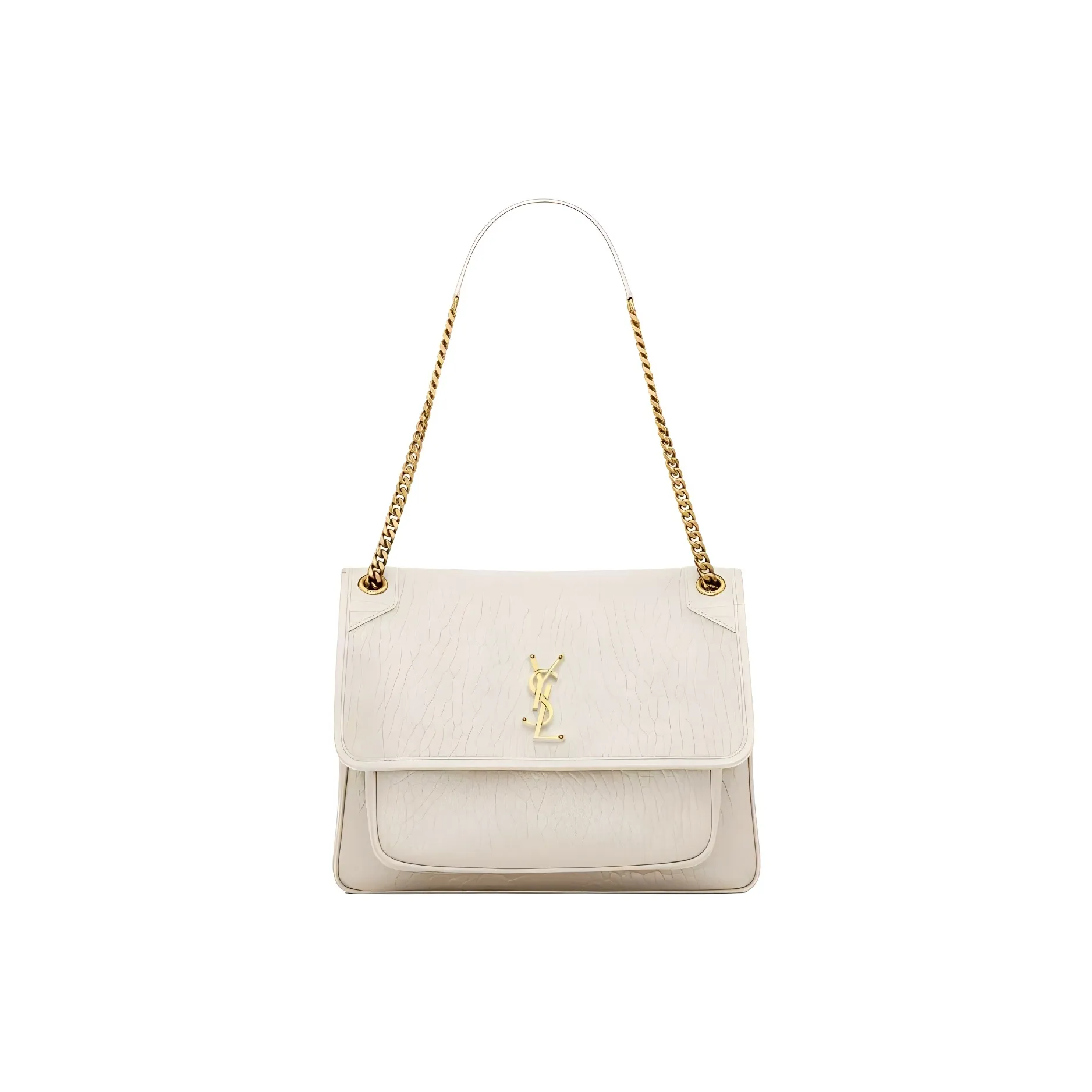 SAINT LAURENT Sheepskin Crossbody Bag, Shoulder Bag Tubas Women's Vintage White