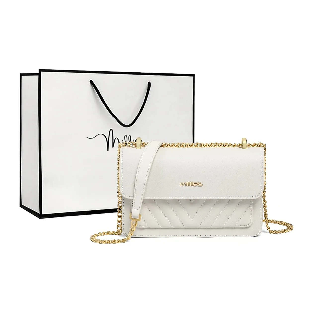 MILLIE'S Сумка через плечо из коровьей кожи маленькая квадратная сумка стандартная женская белая