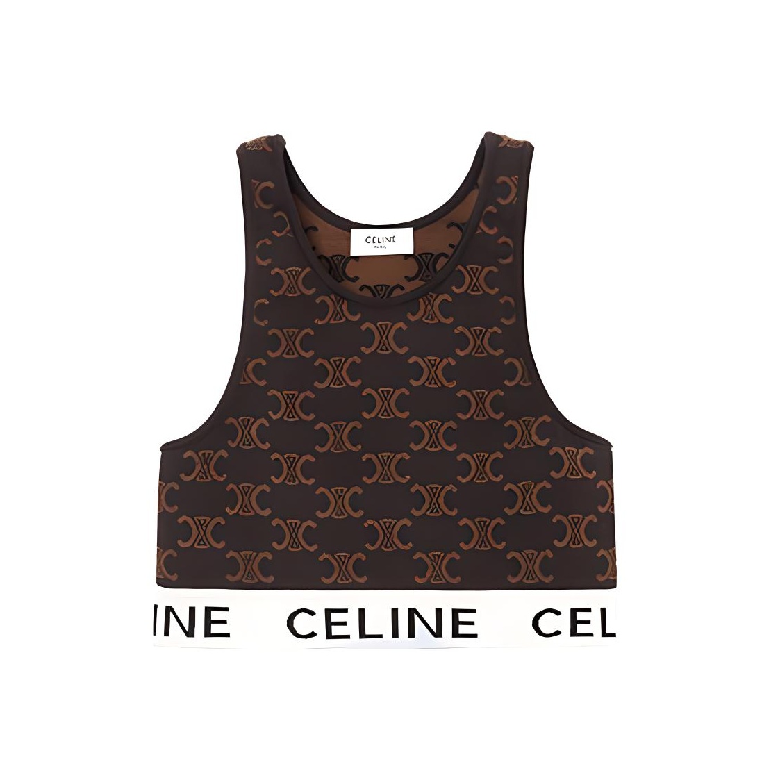 CELINE SS23 Monogram Logo Sport Silk Bra Brown