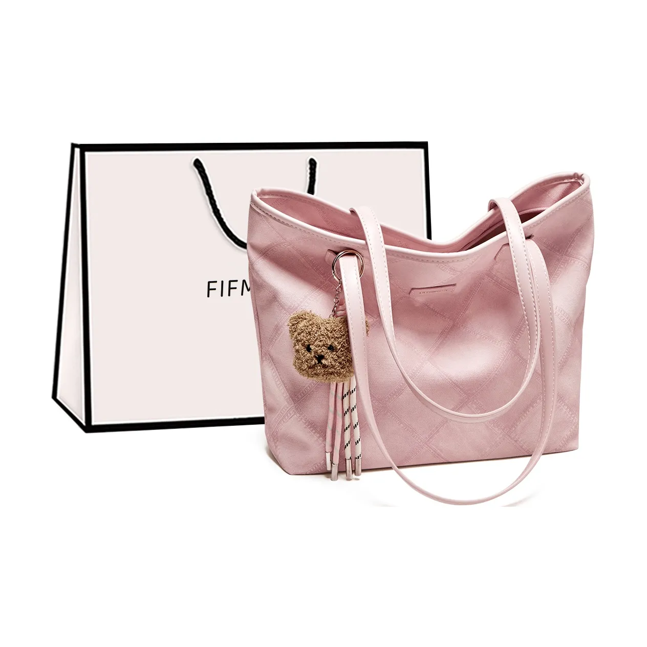 15 MINS Сумка из синтетической кожи сумка для покупок сумка через плечо большая женская розовая