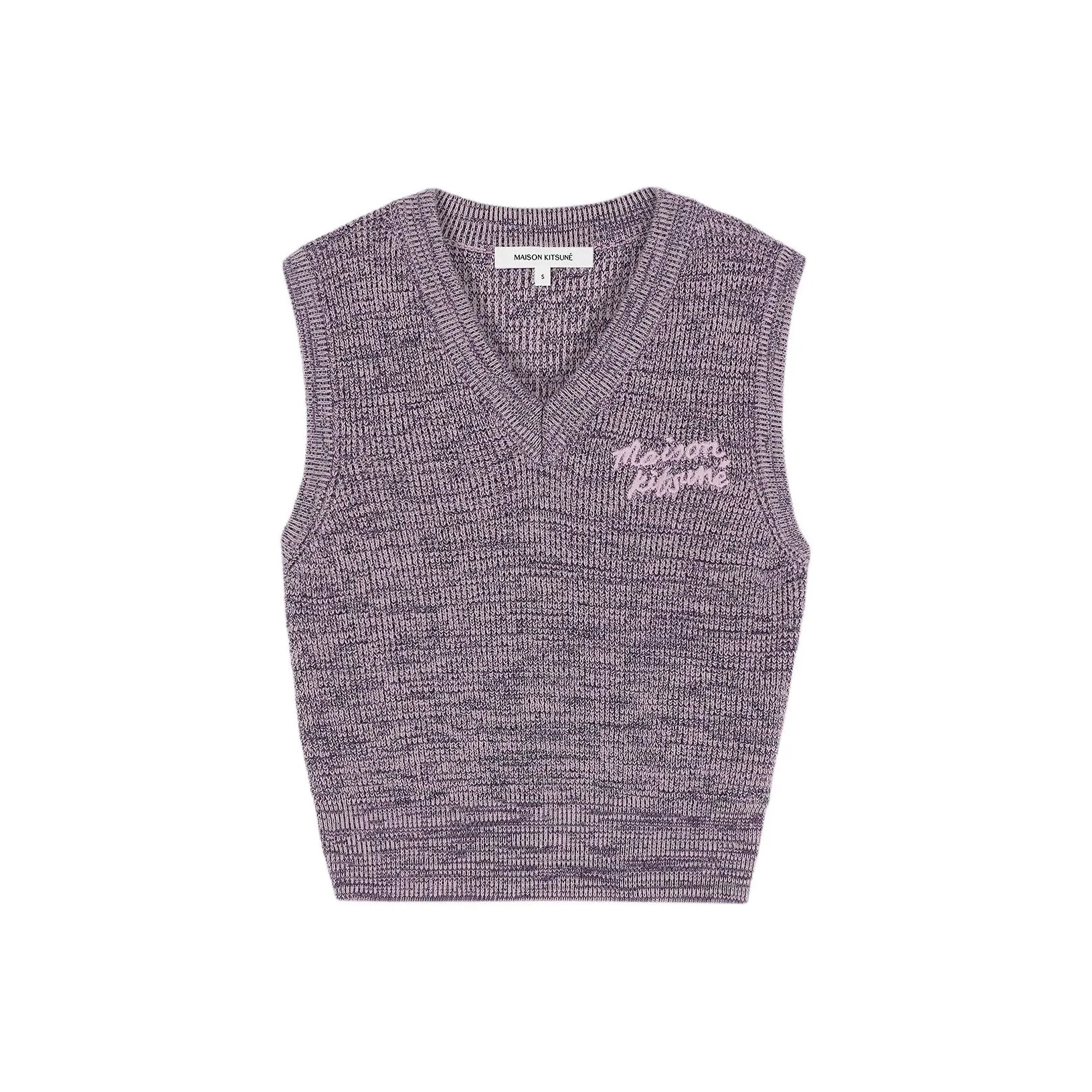 Maison Kitsune Handwriting Logo embroidered Knitted Vest