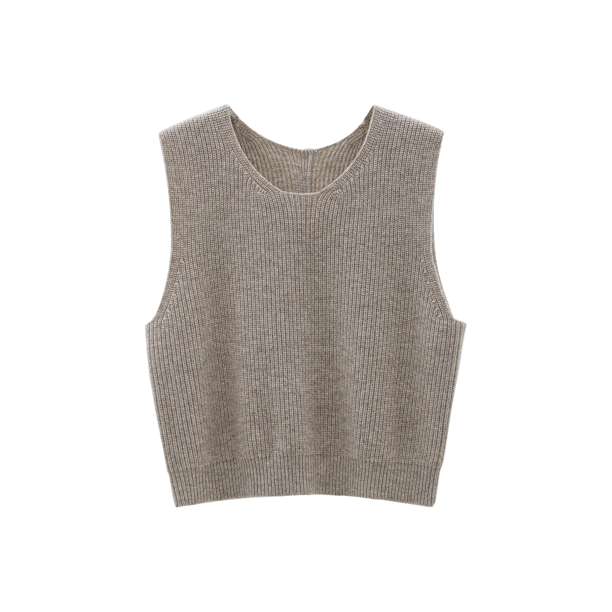 Fstudio Трикотажная ткань Жилет Женские Овсяный