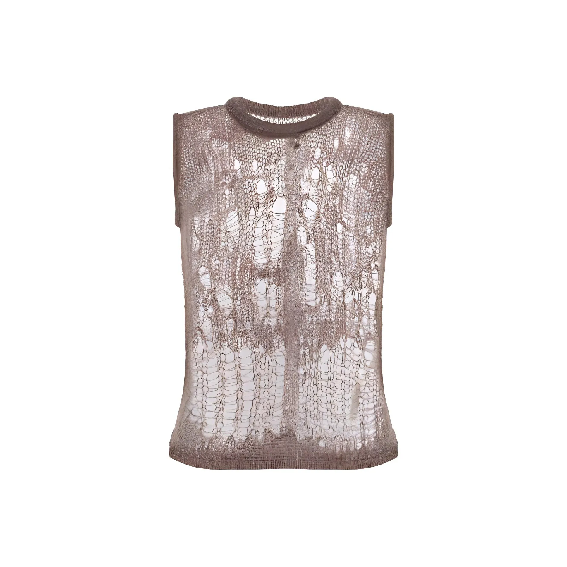 RICK OWENS Spider Cut Out Open Knit Tank Top