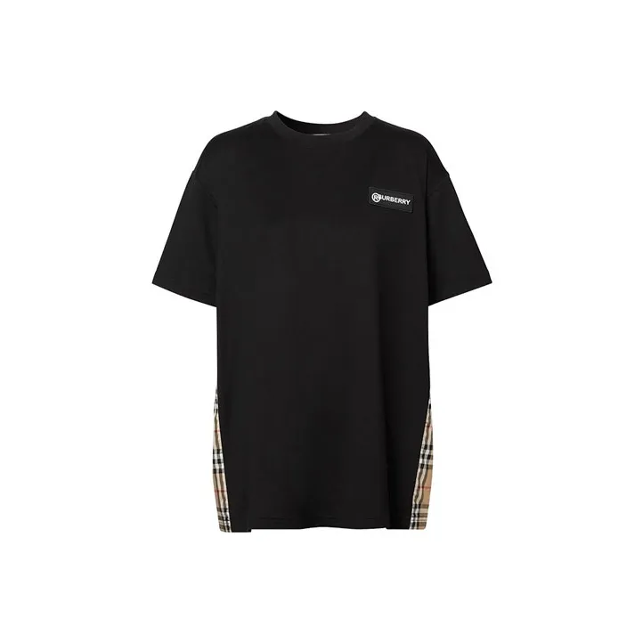 Burberry Рукав с оборванным плечом T-рубашка Женская Черная