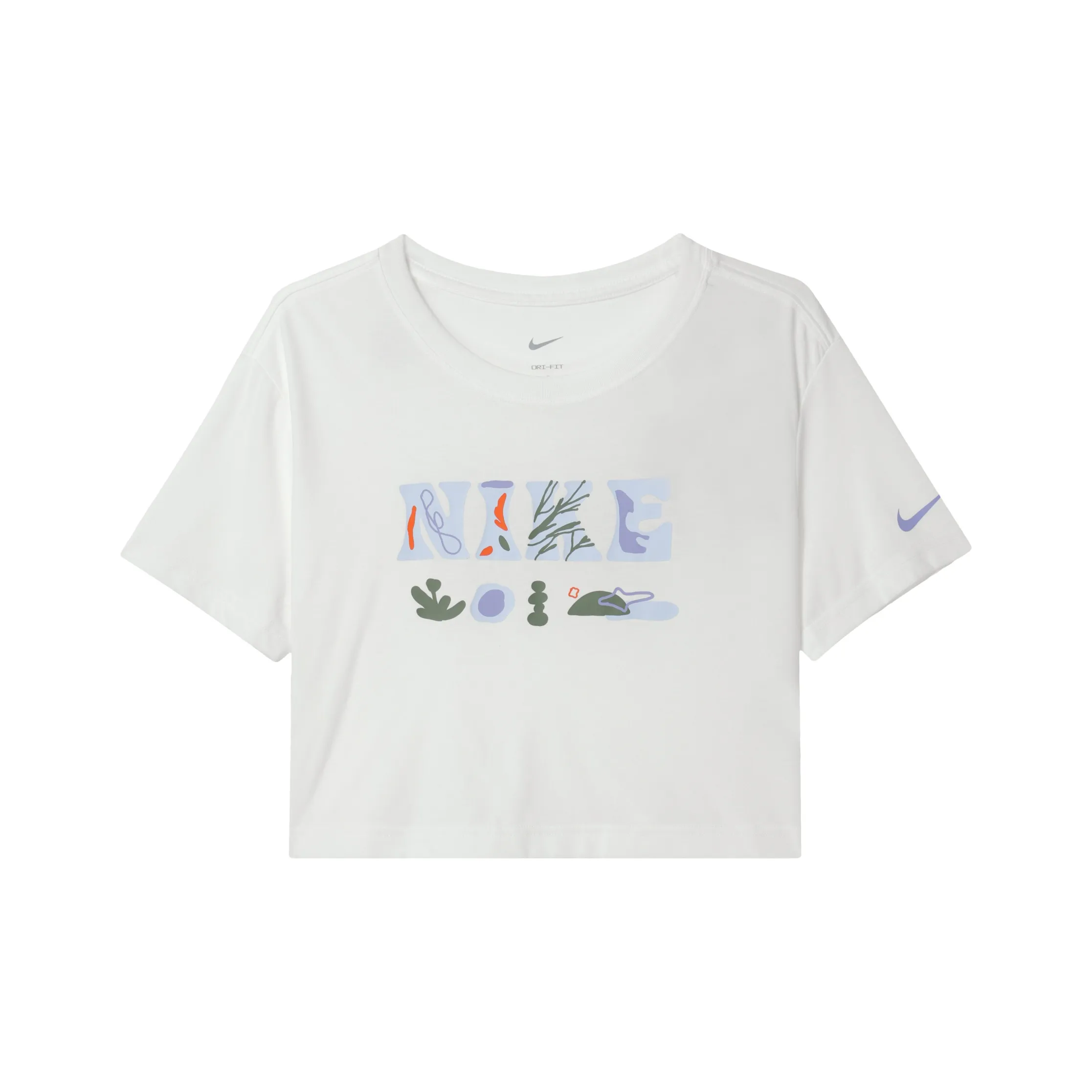 Nike Dri-FIT Women's Print Cropped Crewneck T-Shirt White