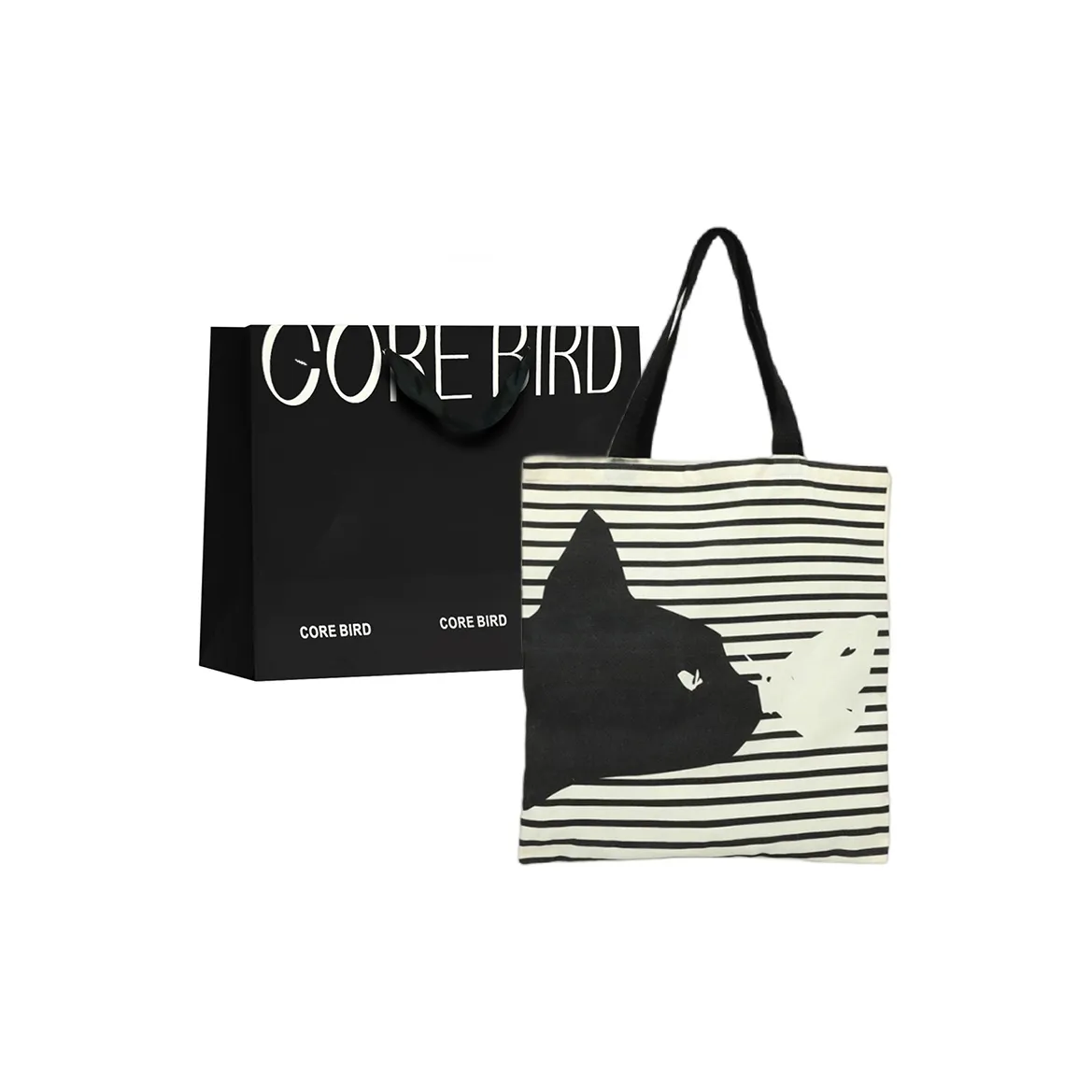 CORE BIRD Холщовая сумка сумка через плечо унисекс бежевый черный