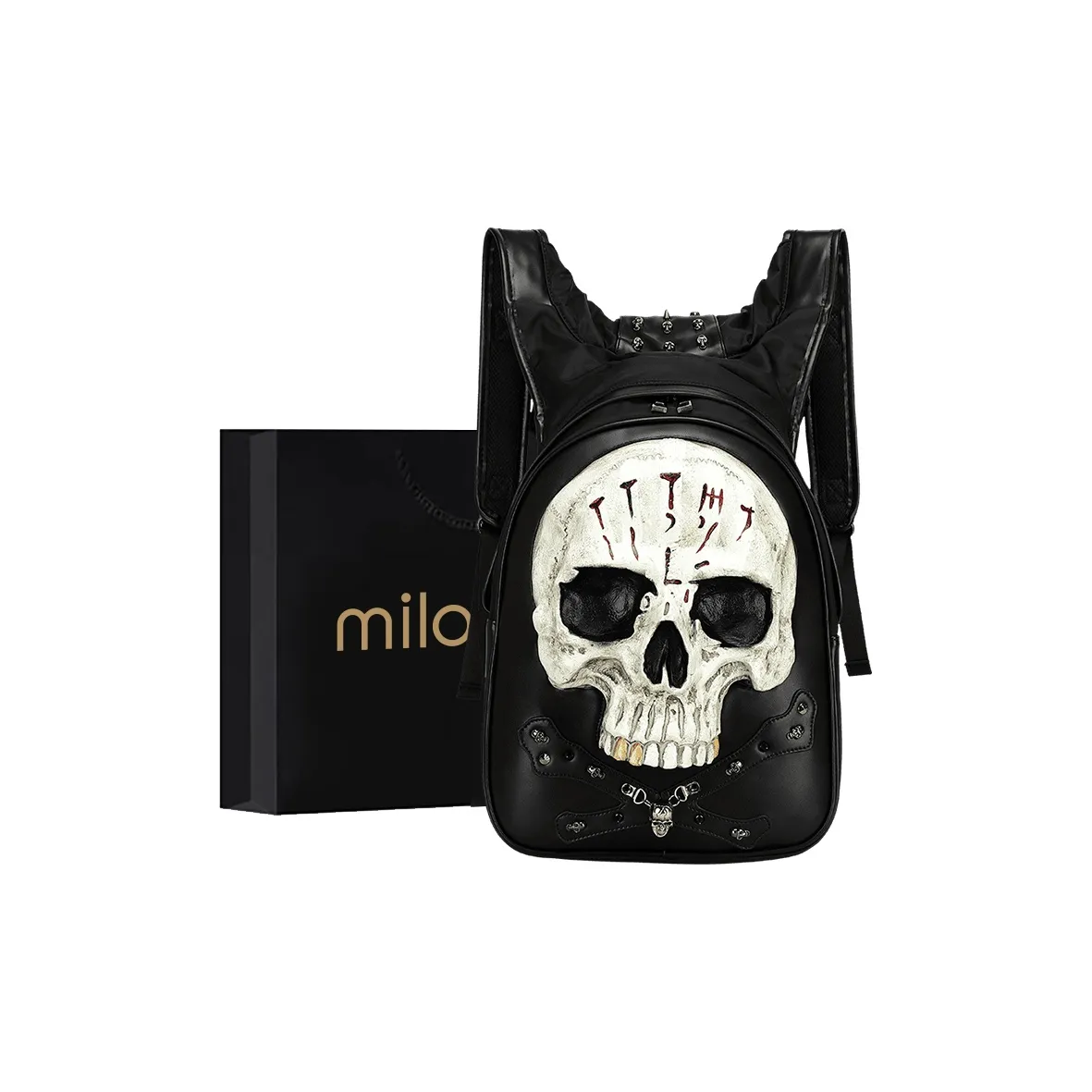 MILOOKY Pu Durable Large Capacity Couple Backpack Casual Backpack Unisex Black/Gold/Silver