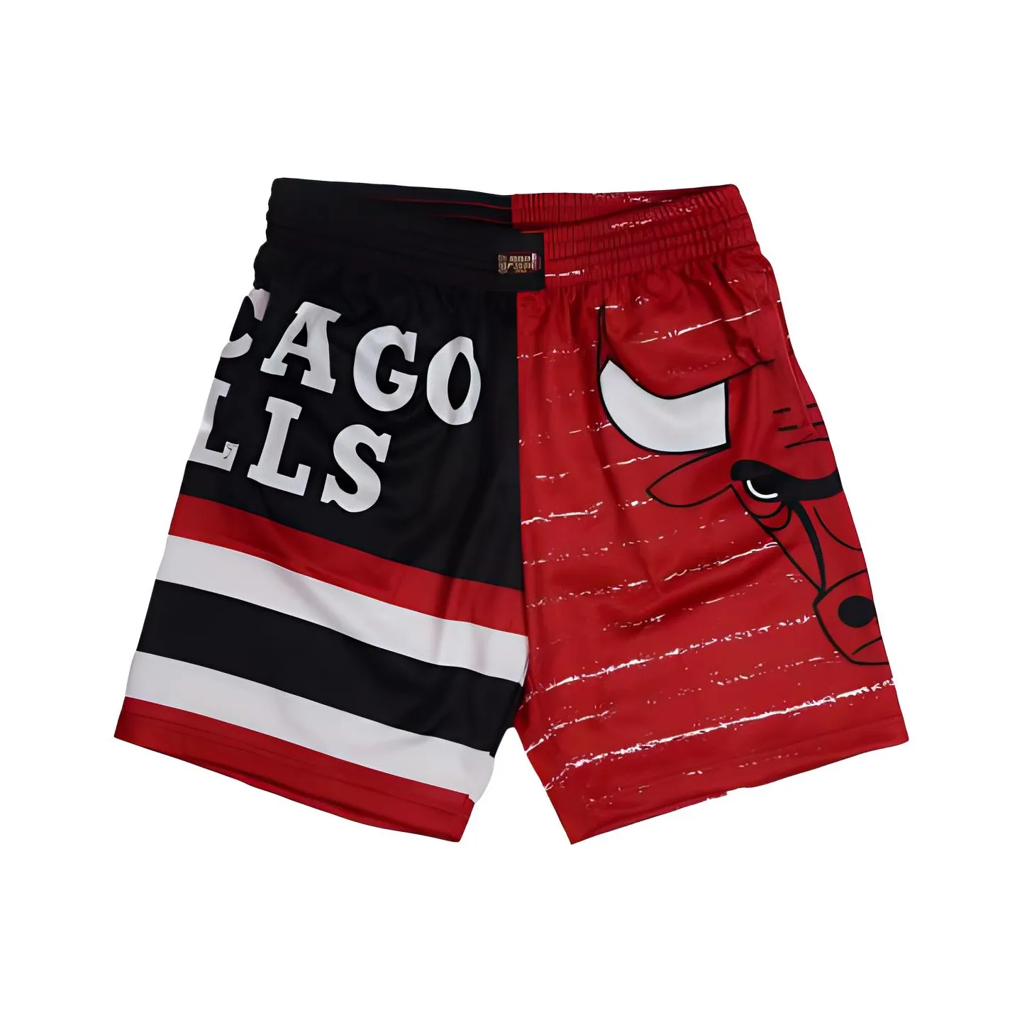 Mitchell Ness Basketball Shorts Unisex Red Black Patchwork
