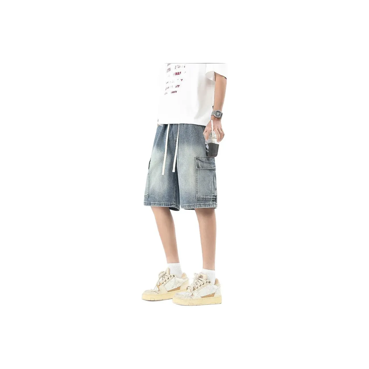 Topman wide leg carpenter pants in black