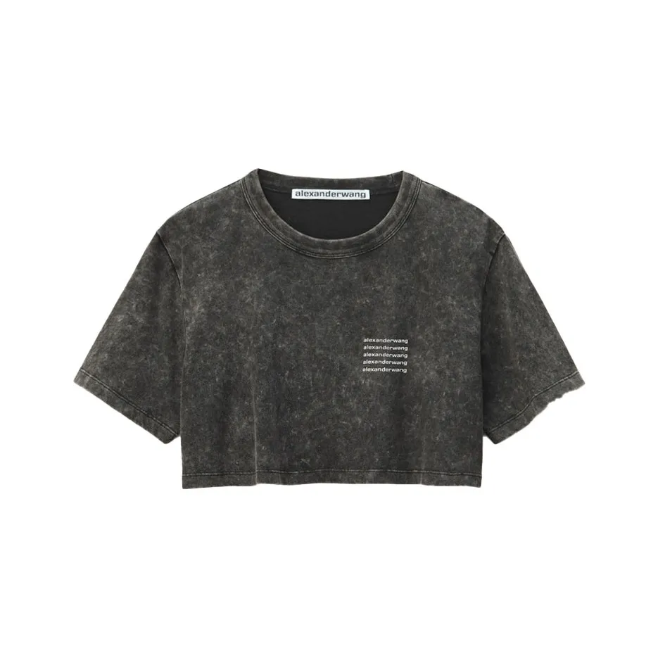 Alexander Wang Acid wash Crop Logo T shirt