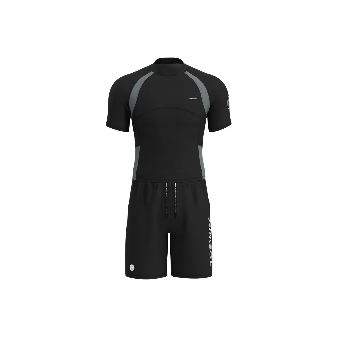 TOSWIM Men's Swimwear Men Clothing Sets Ultra Black Shark