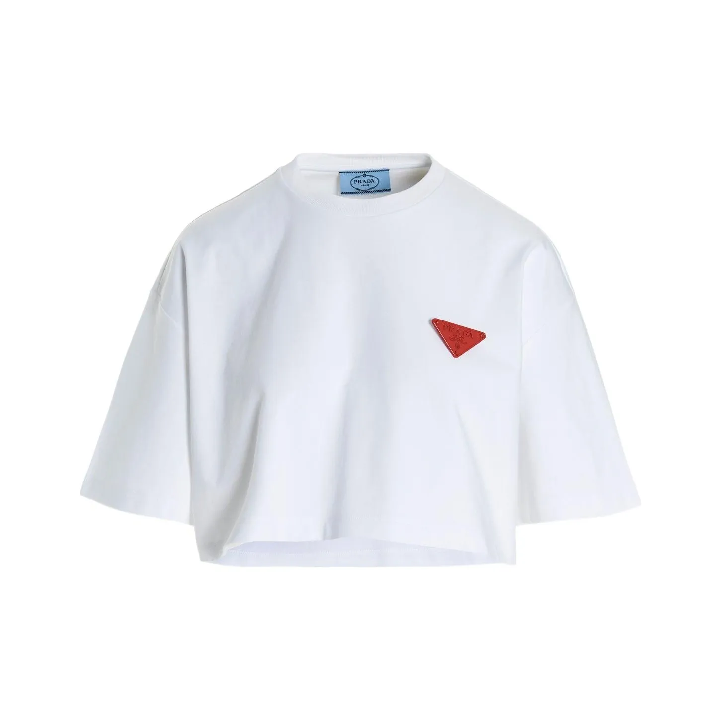 PRADA SS22 Women's Logo Crew Neck T Shirt White