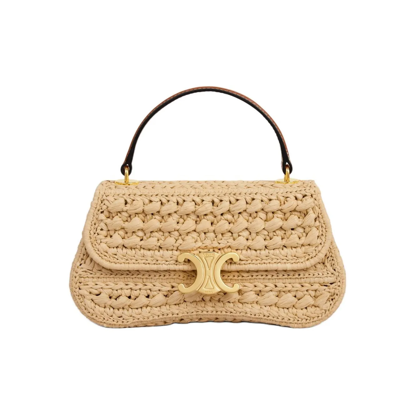 CELINE TEEN LOLA Fabric One Shoulder Handbag Women's Natural & Tan