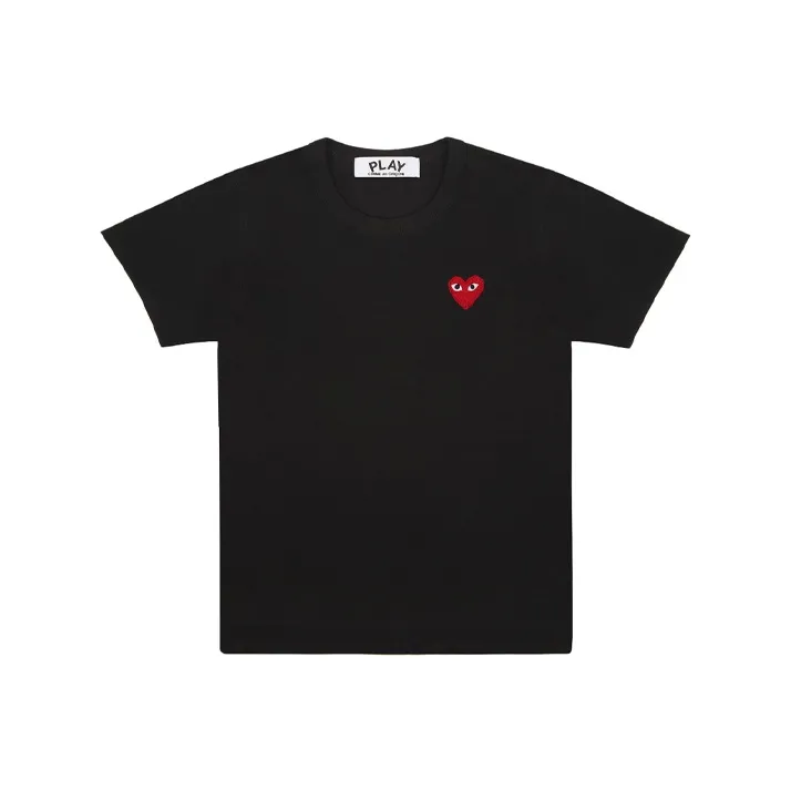 Comme Des Garcons Play Women's Red Emblem T shirt Black