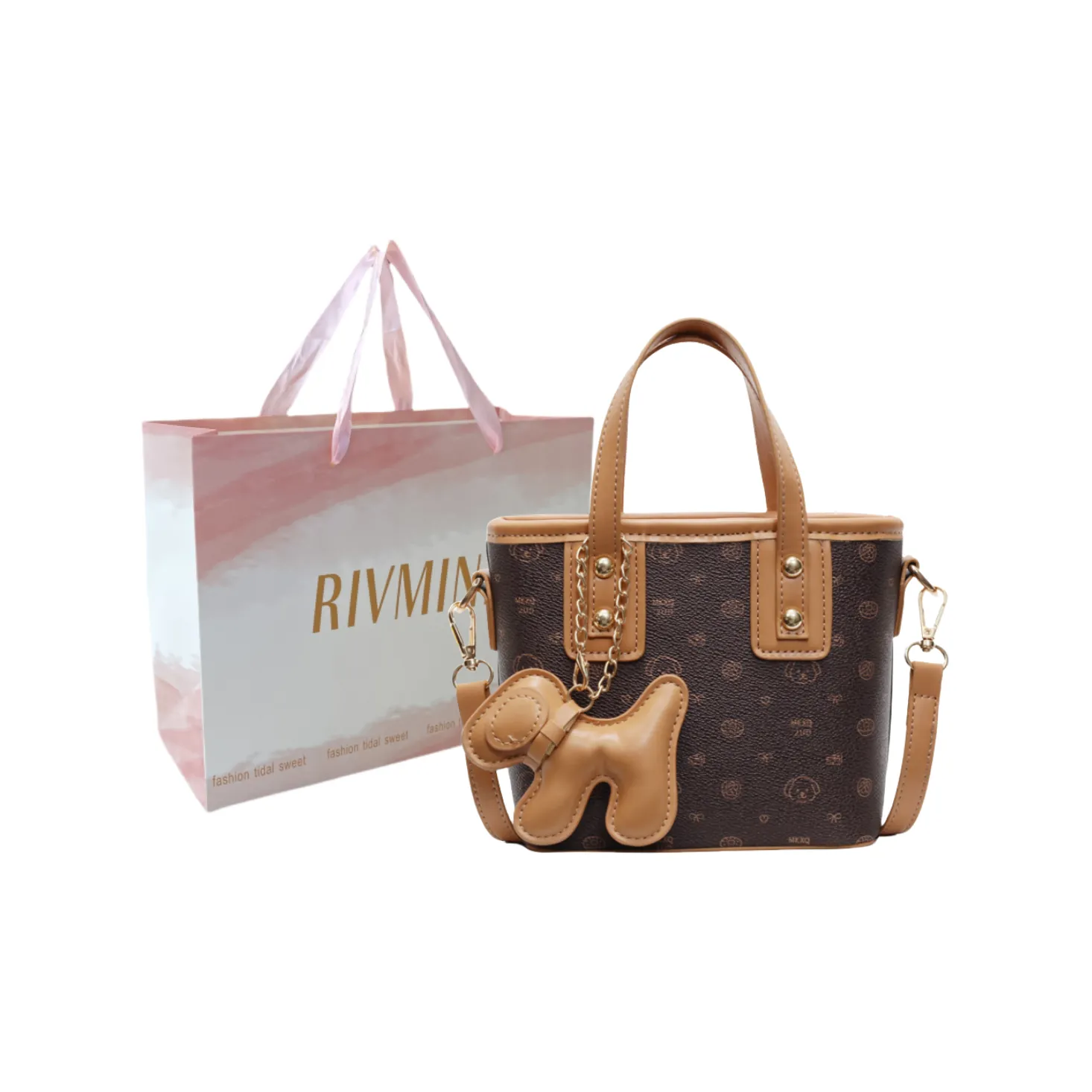 RIVMIND PU Handbag, Shoulder Bag, Crossbody Bag Regular Women's Ecru/Black/Dark Brown/Pink/Black White &/Coffee