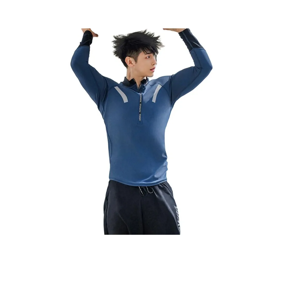 TOSWIM Men's Swimwear Men's [Silver Navy Blue]Top+Swimming Shorts