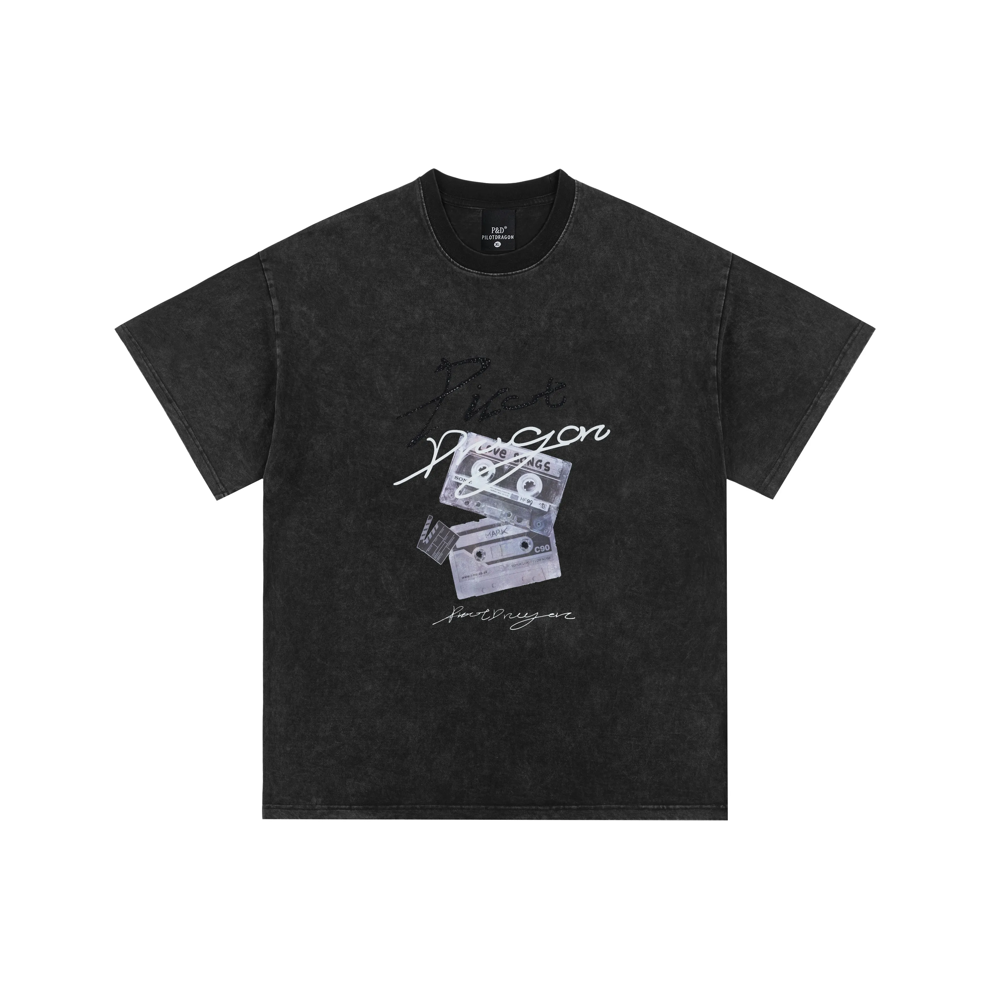 PILOTDRAGON T-Shirt Унисекс Выцветший Черный