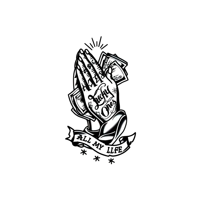 ZAIBIAN Prayer Hands OldSchool Временные Татуировки