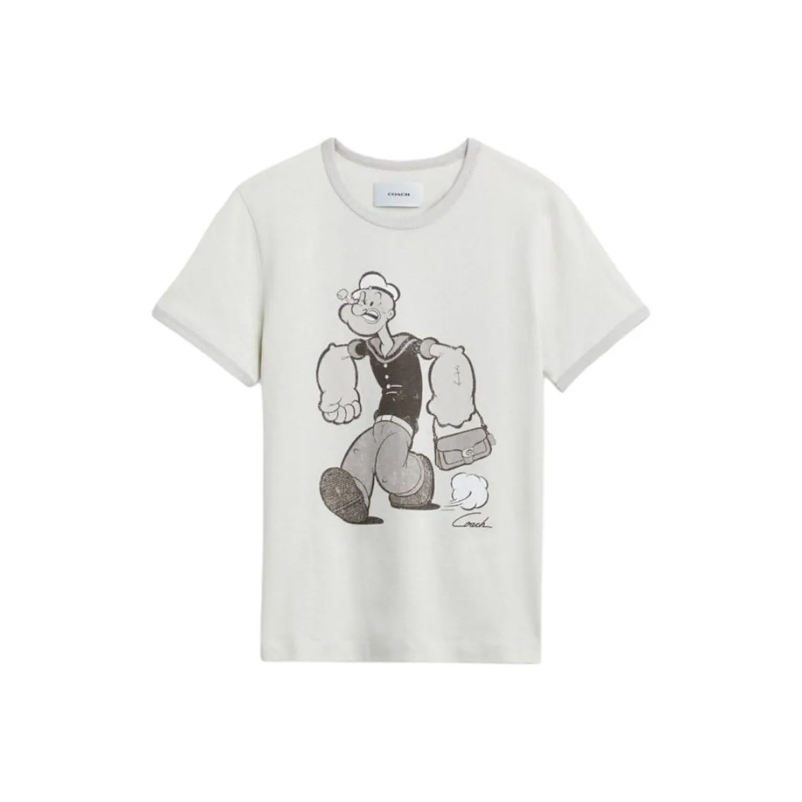 COACH Логотип с принтом круглый вырез пуловер короткий рукав рубашка женский черный