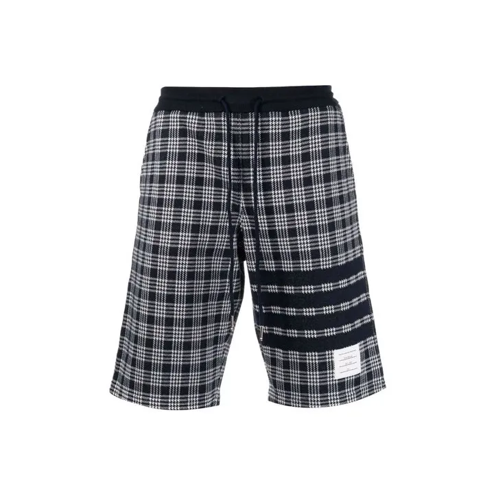 THOM BROWNE 4 Bar Striped Checked Shorts