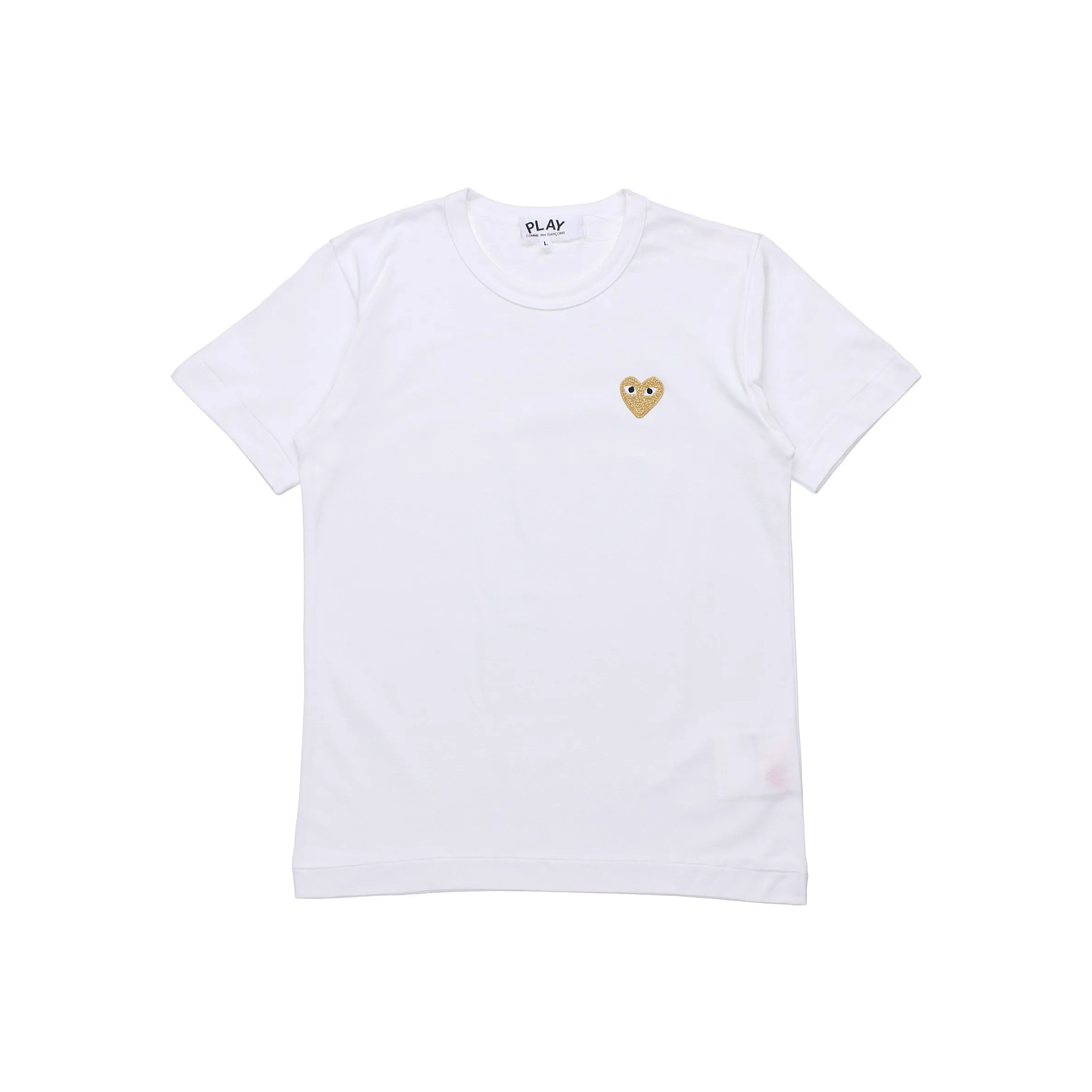 Comme Des Garcons Play Women's Gold Heart T shirt White