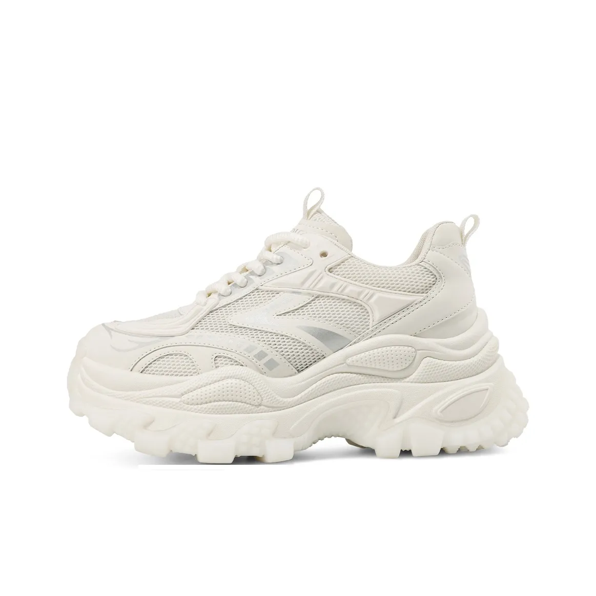 BOERDIQI Chunky Sneakers Women's Low Top White Red/White Silver