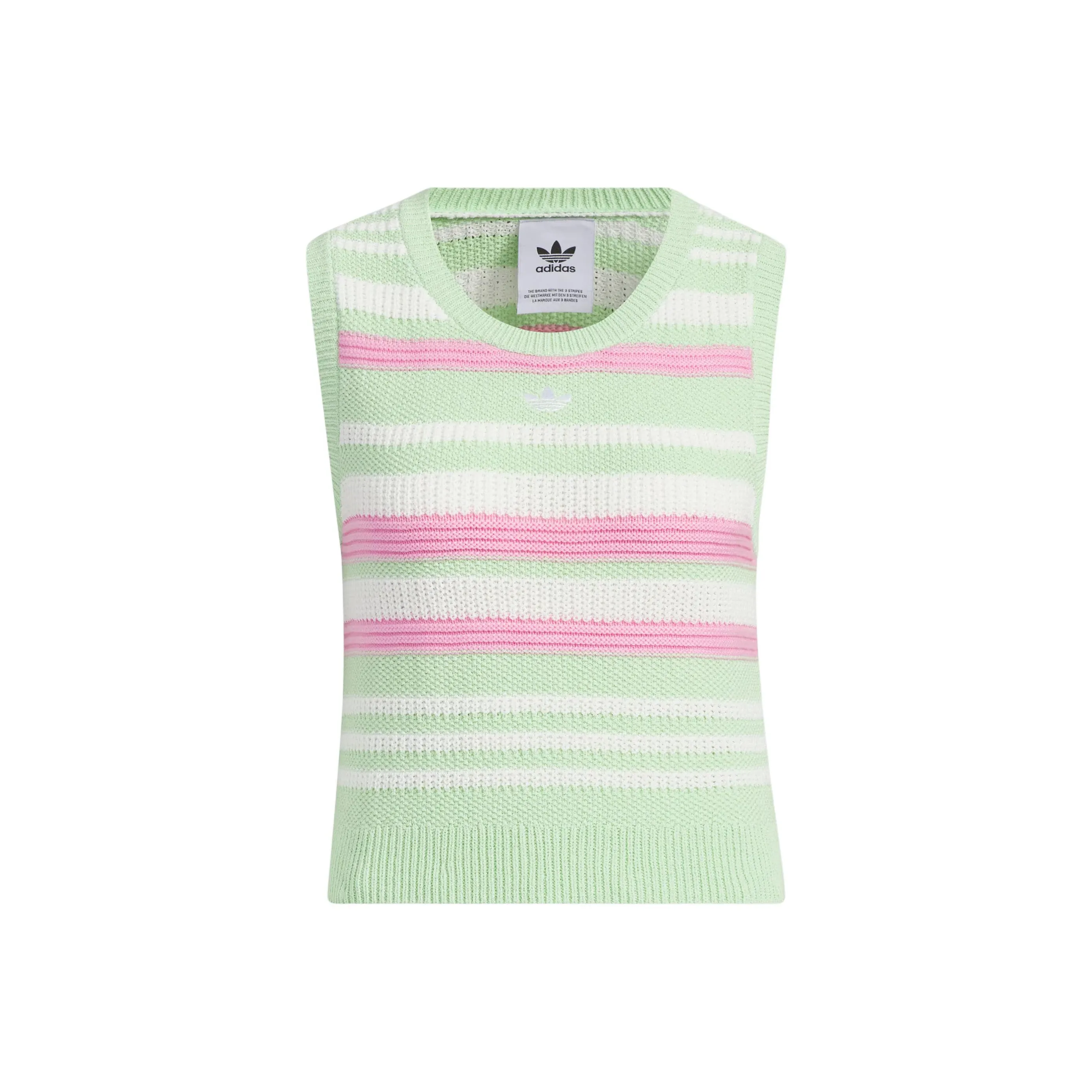 adidas Women's Summer Knitted Striped Vest Top Green