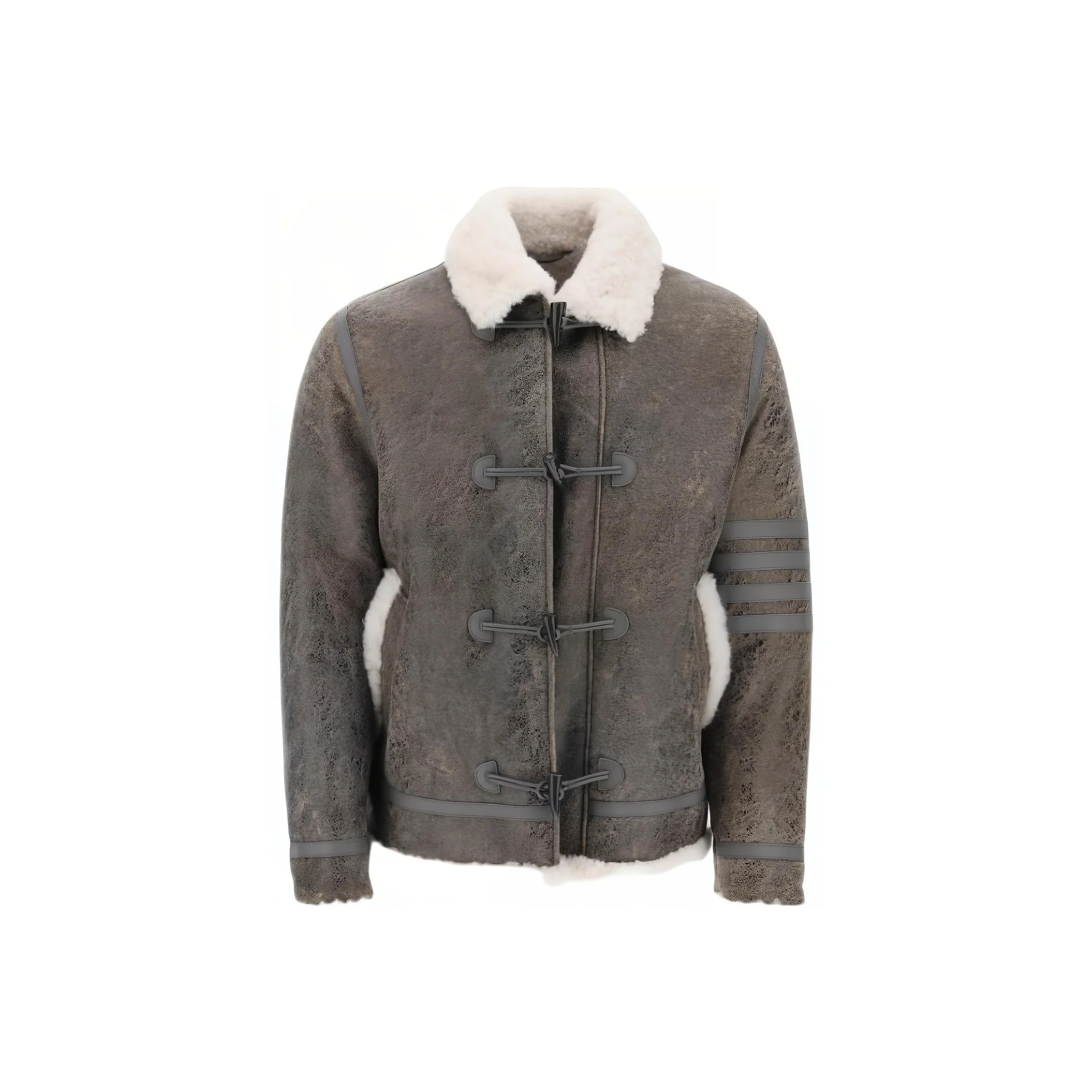 THOM BROWNE 4 Bar Shearling Collar Jacket