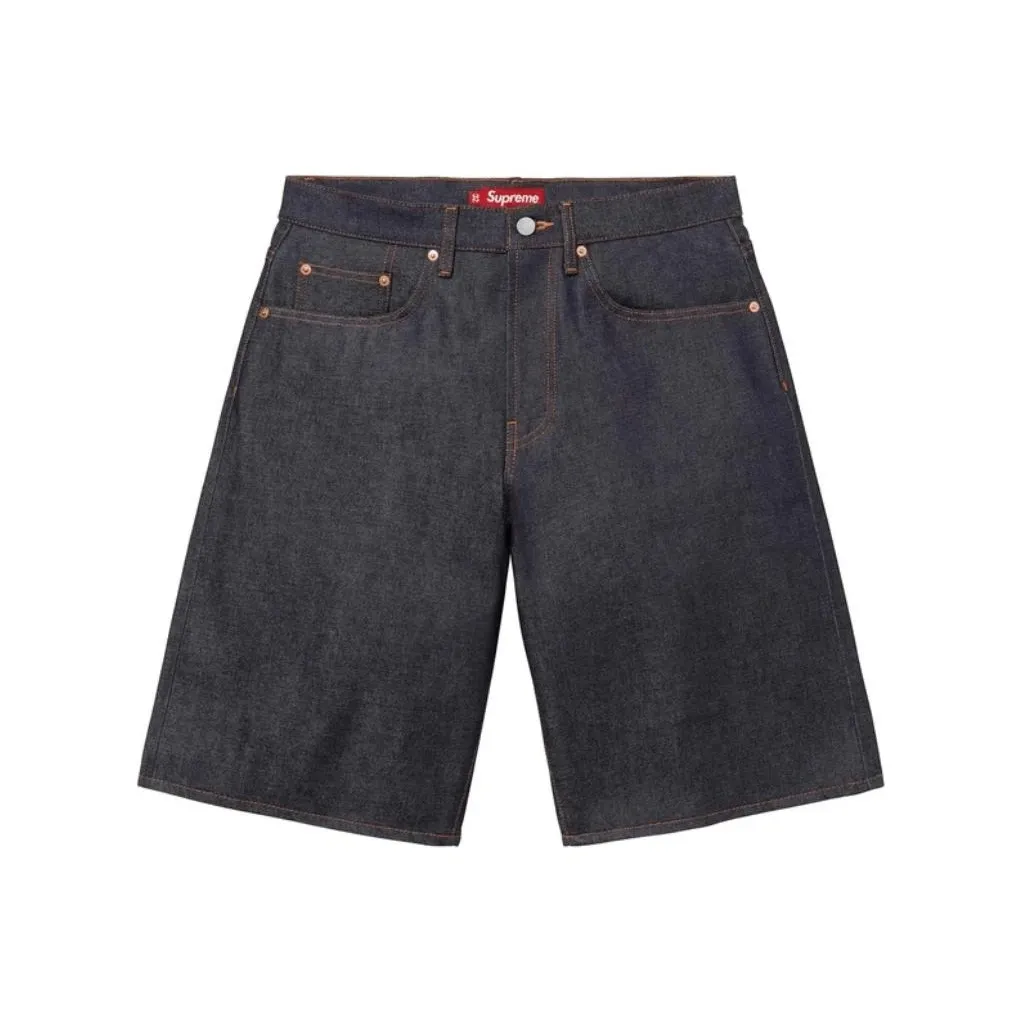 Supreme SS25 Rigid Baggy Selvedge Denim Short Jeans Shorts Unisex Верхний SS25 Жесткий Baggy Selvedge Деним Короткие Джинсовые Шорты Унисекс