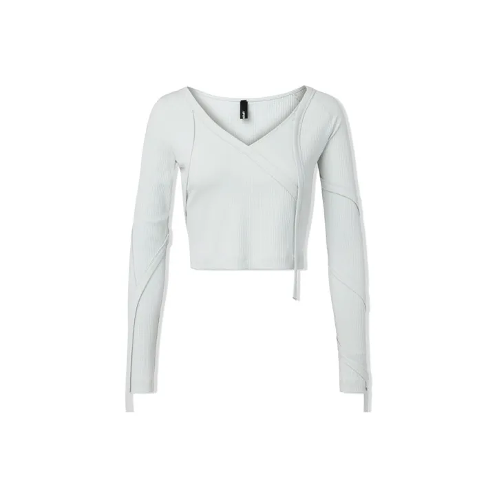 UPON PRO Длинный рукав Т-рубашка Женская Серо-белая