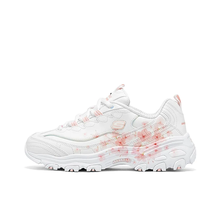 Skechers Cushioning Height Increase With Slip Resistant Properties Low Top Chunky Sneakers Women's White Pink