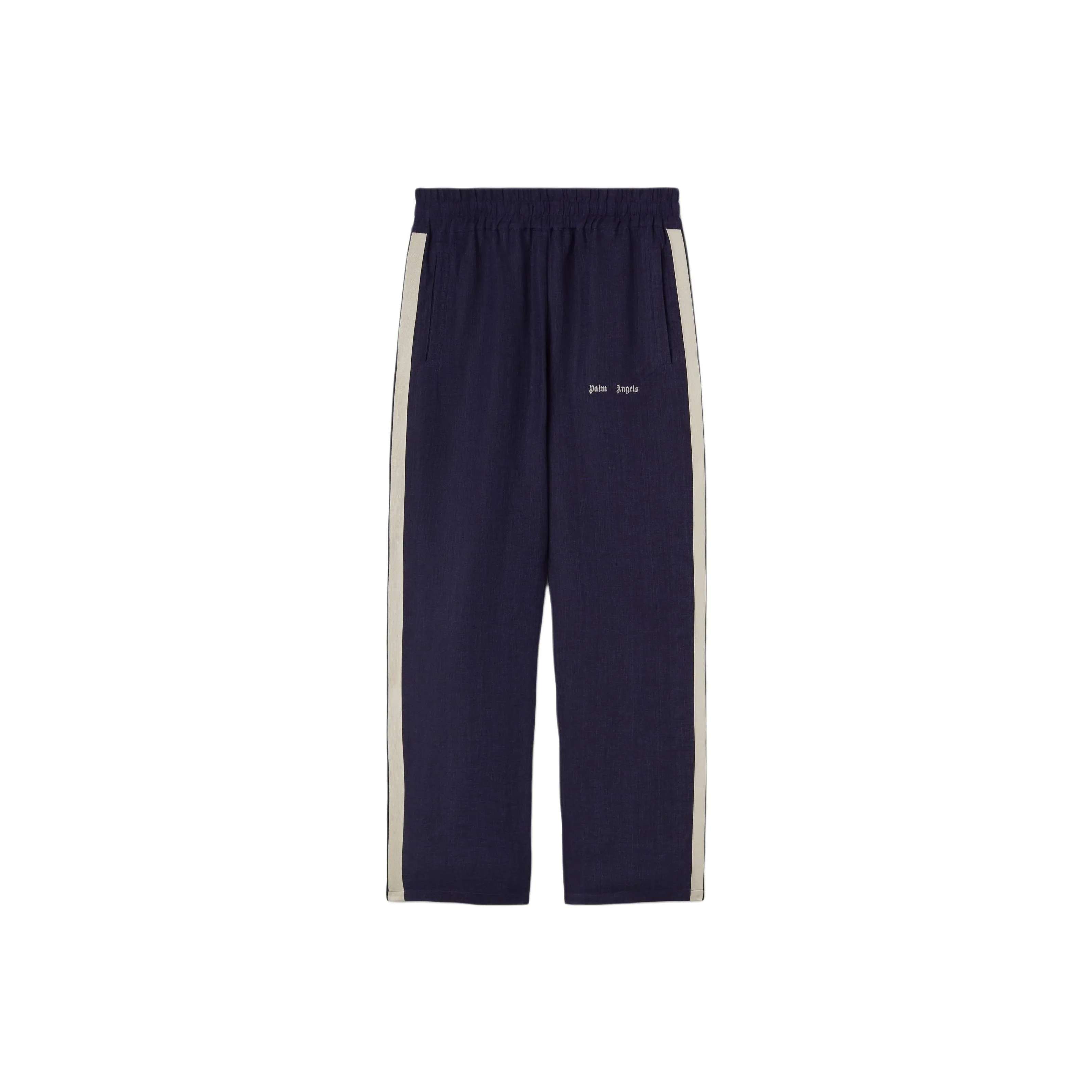 PALM ANGELS Logo Print Linen Track Pants