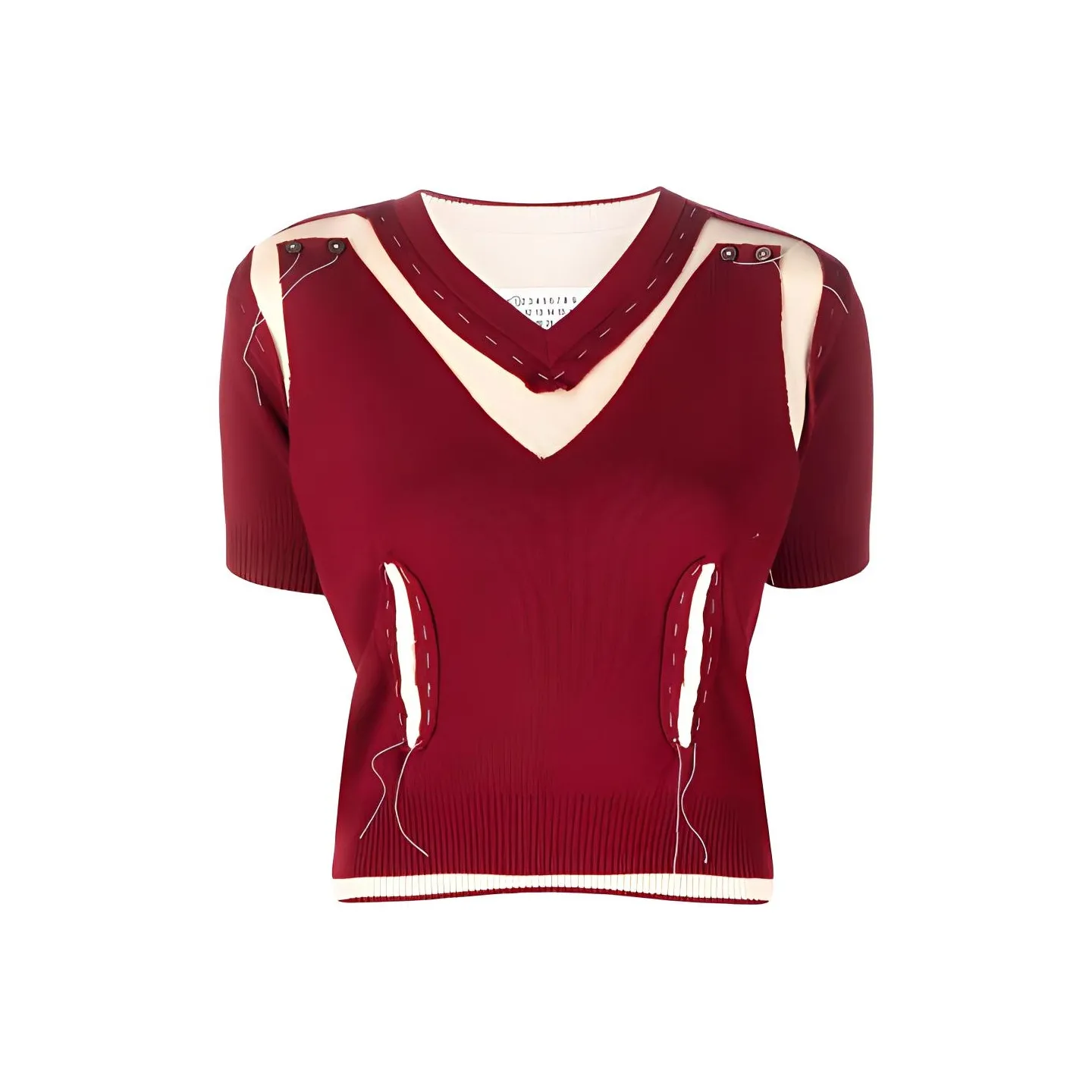 Maison Martin Margiela Pre Owned Deconstructed V neck Knitted Top
