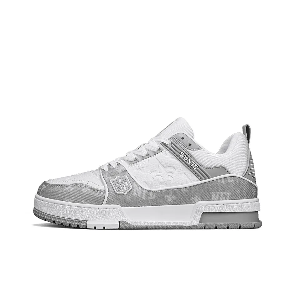NFL TR FG New Orleans Saints Low Top Skateboard Shoes Unisex White Gray