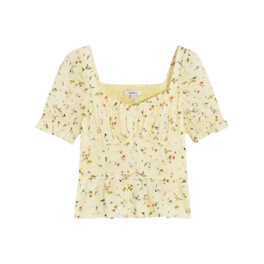 Bebe Puff Sleeve T Shirt Women's Yellow