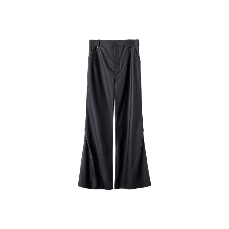 HUANXIANGZHE Flared Pants Loose Fit Straight Fit Casual Pants Unisex Black